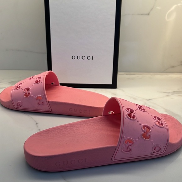 Gucci Pool Slides Rose Pink Size 7 Like New! - Picture 5 of 12